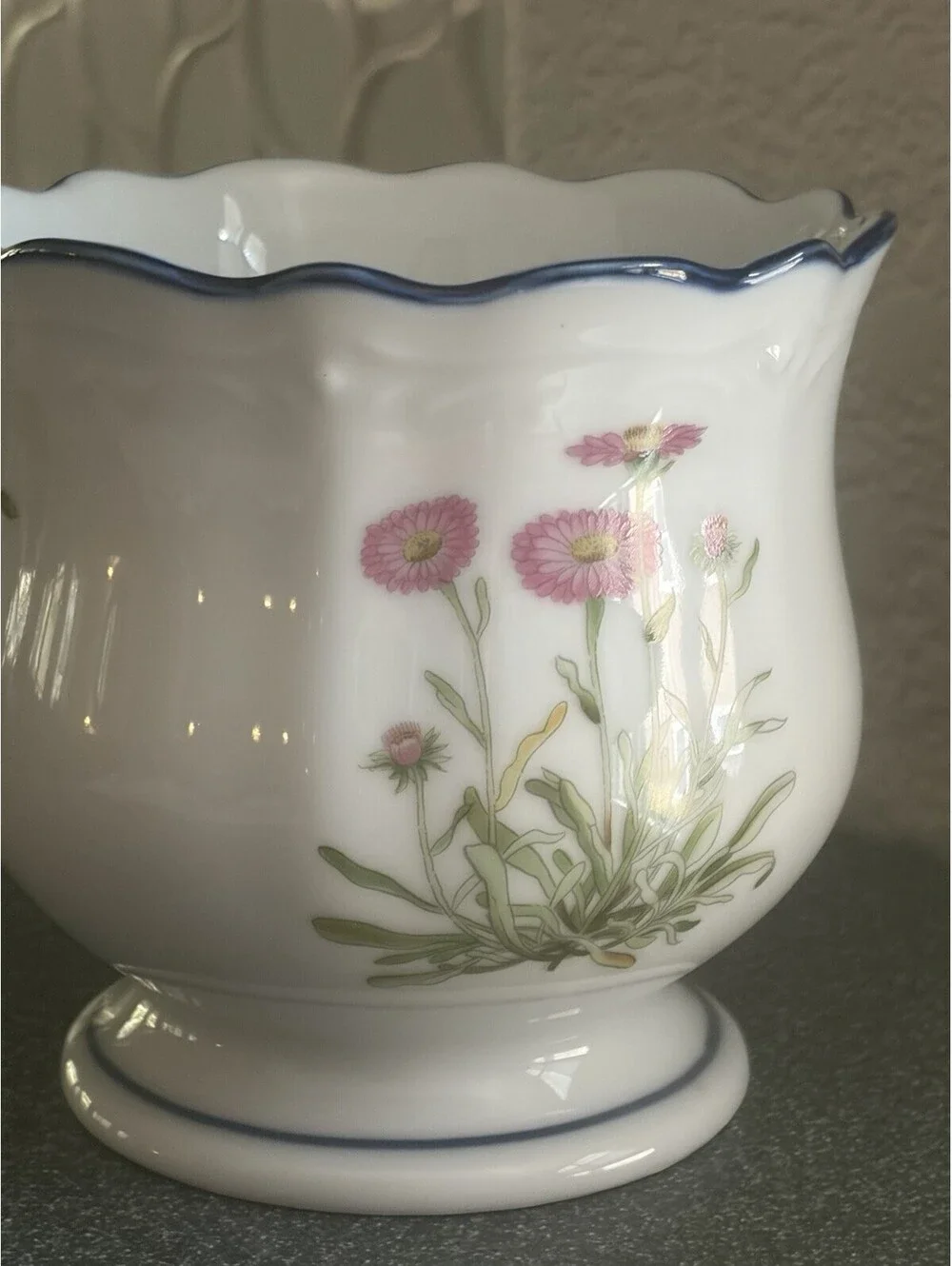 Vintage TAKAHASHI San Francisco Japanese Porcelain JARDINIERE PLANTER Wildflower